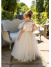 One Shoulder Tulle Long Flower Girl Dress